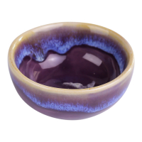 Theeschaaltje keramiek dip glazuur rond paars/beige