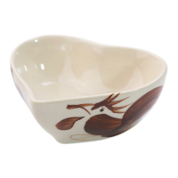 Tea bowl ceramic heart rooster brown