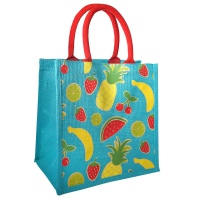 Tas jute fruit blauw