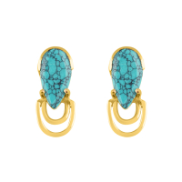 Ear studs gold plated/turquoise gemstone drop