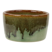 Schaal keramiek dip glazuur groen/bruin S