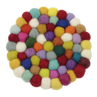 Coaster felt round happy colored multicolor S