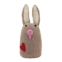 Ornament felt bunny heart red