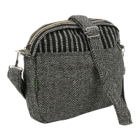 Schoudertas hennep strepen zwart