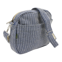 Schoudertas hennep strepen blauw