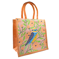 Tas jute vogel en bloemen