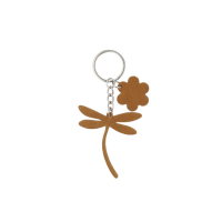 Sleutelhanger leer libelle camel
