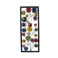 Wanddecor metaal frame cirkels meerkleurig