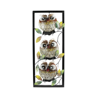Wanddecor metaal frame 3 uilen