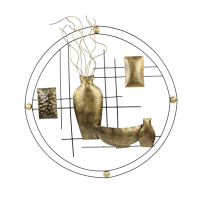 Wanddecor metaal vazen cirkel goud
