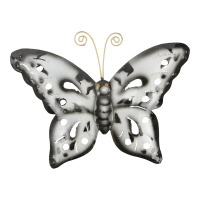 Wanddeco metalen vlinder, 24 x 17 cm, Black-White