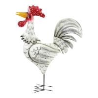 Metalen Haan, wit/rood 60 x 40 x 20 cm