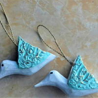 Bird TWB Mint, houten kerst ornament 9x2,5x6 cm, Mint green