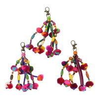 Sleutelhanger stof/kralen assorti