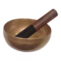 Klankschaal Jambhati Handhammered 400>500 gr., incl. hout/leer s
