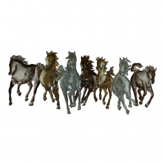 Wanddecoratie metaal paarden zilver/koper