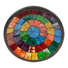 Schaal mozaiek grote vierkanten regenboog S