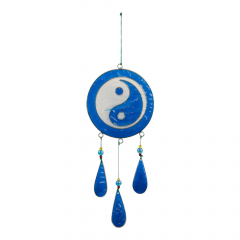 Ornament resin yin yang blauw