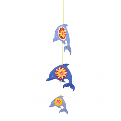 Decoratiehanger hout dolfijn blauw