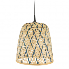 Lamp bamboe naturel/blauw geweven