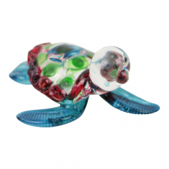 Schildpad van glas blauw/groen