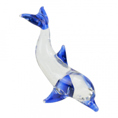 Beeldje glas dolfijn blauw