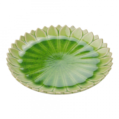 Bord keramiek glazuur lotus groen