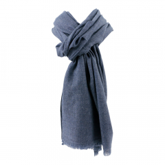 Sjaal wol mix donker blauw melange