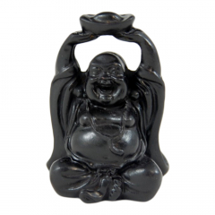 Lachende boeddha met parel van polystone