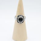 Ring zilver Mt. 9/60 Zwarte Onyx HR53