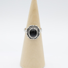 Ring zilver Mt. 8/57 Zwarte Onyx HAS55