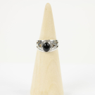 Ring zilver Mt. 9/60 Zwarte Onyx HR149