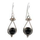 Oorhanger zilver Zwarte Onyx RB005
