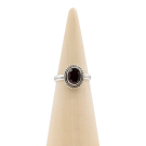 Ring zilver Mt. 8/57 Granaat facet RAJ17
