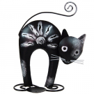 Waxinelichthouder metaal kat zwart S
