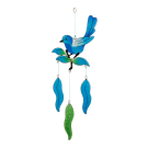 Mobiel resin blauwe vogel op blad