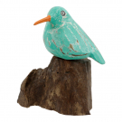 Vogel op hout turquoise