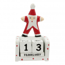 Kalender met houten blokken en kerstman wit M