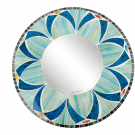Spiegel mozaiek bloem blauw