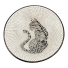Bowl terracotta dots cat black L