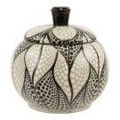 Pot met deksel hout bloem stippen M