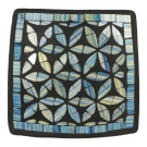 Schaal terracotta mozaiek bloem vierkant blauw XS