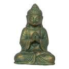 Beeld steen boeddha groen/goud S