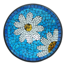 Schaal terracotta mozaiek madeliefje blauw XL
