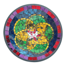 Schaal terracotta mozaiek mandala meerkleurig L
