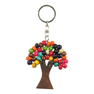 Sleutelhanger hout levensboom kralen meerkleurig
