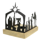 Waxinelichthouder ijzer kerststal u-vorm