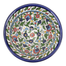Schaal keramiek bloemen blauw XL