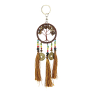 Sleutelhanger kralen/kwast levensboom bruin