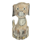 Statue wood dog natural M